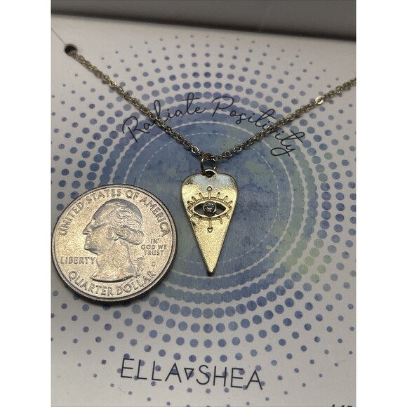 Ella Shea “Radiate Positivity” Gold Tone Eye Necklace New - Picture 4 of 4